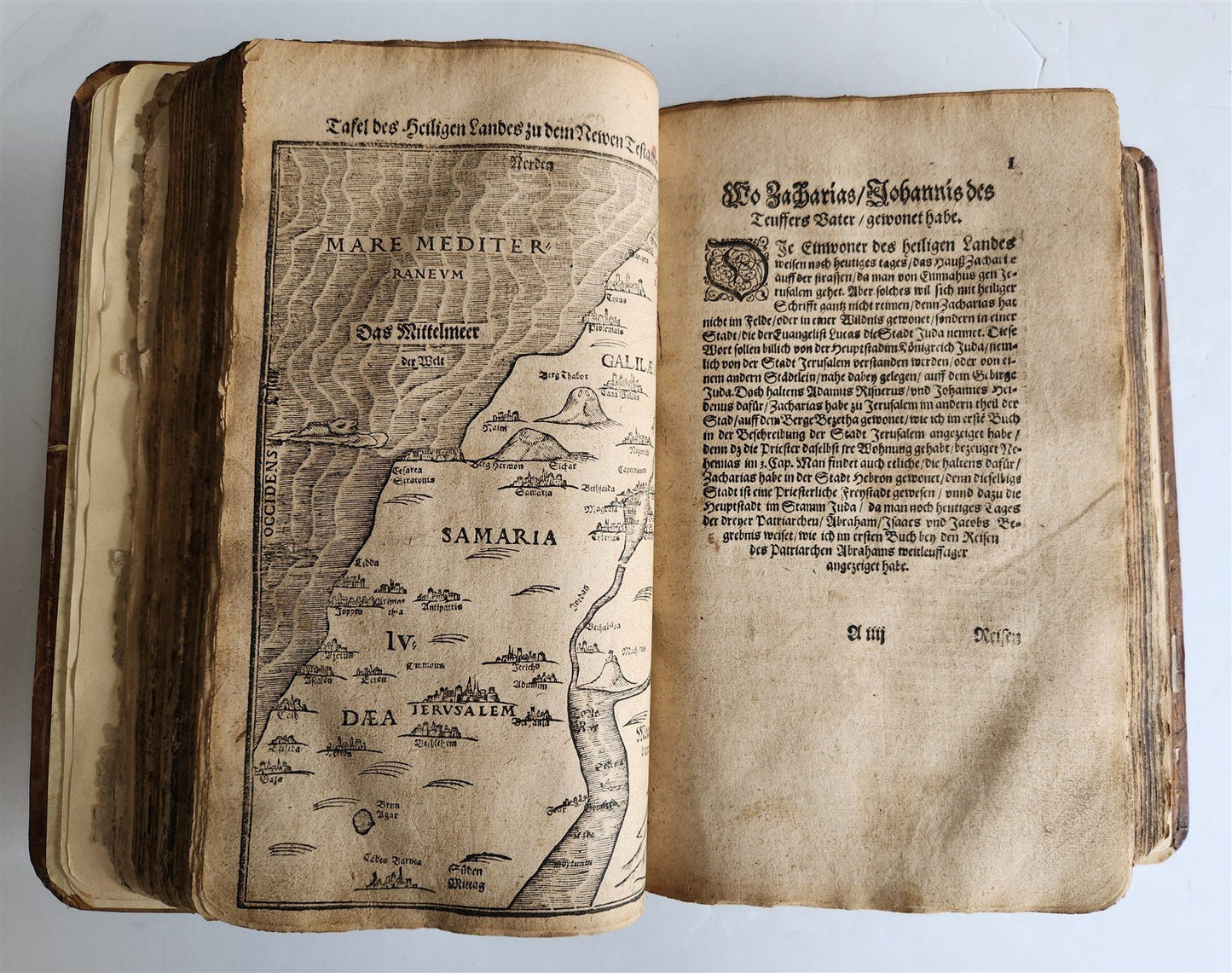 1586-1606 TRAVEL GUIDE TO BIBLE in GERMAN antique ILLUSTRATED rare FOLIO