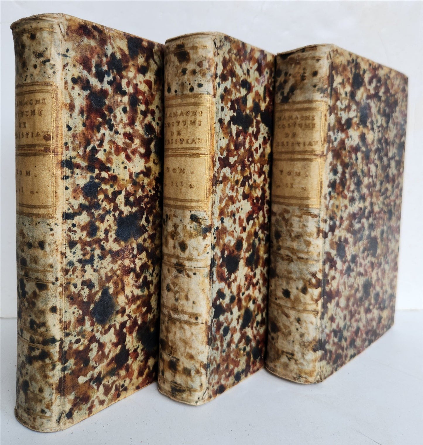 1753 ILLUSTRATED TORTURE & EXECUTION of EARLY CHRISTIANS antique 3 VOLS vellum