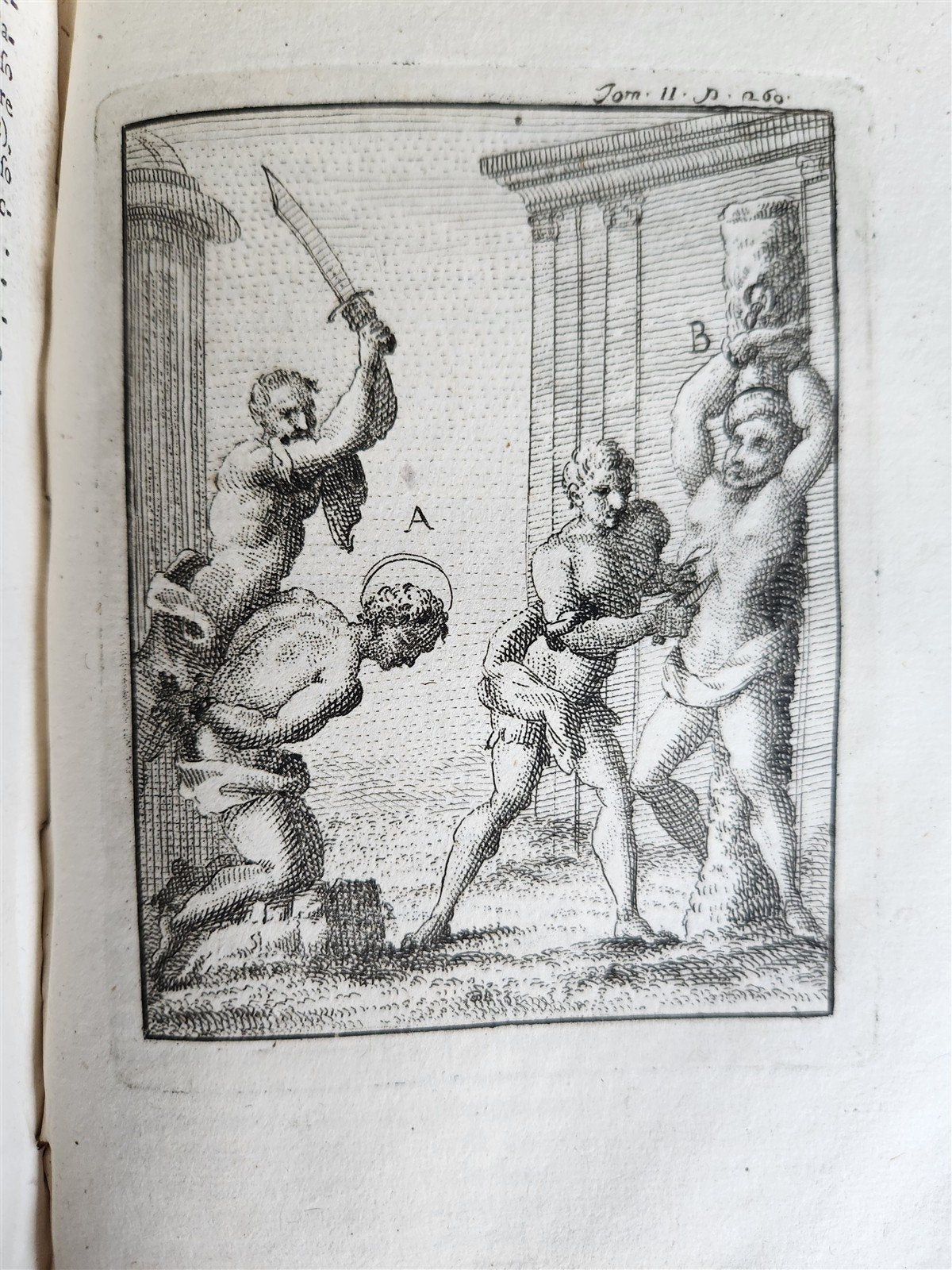 1753 ILLUSTRATED TORTURE & EXECUTION of EARLY CHRISTIANS antique 3 VOLS vellum