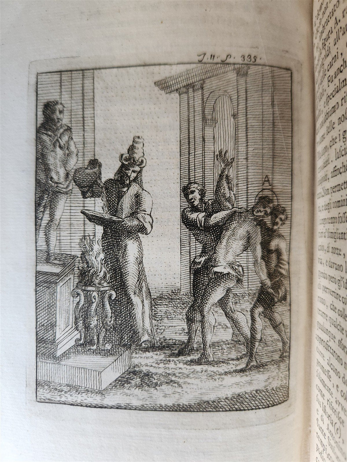 1753 ILLUSTRATED TORTURE & EXECUTION of EARLY CHRISTIANS antique 3 VOLS vellum