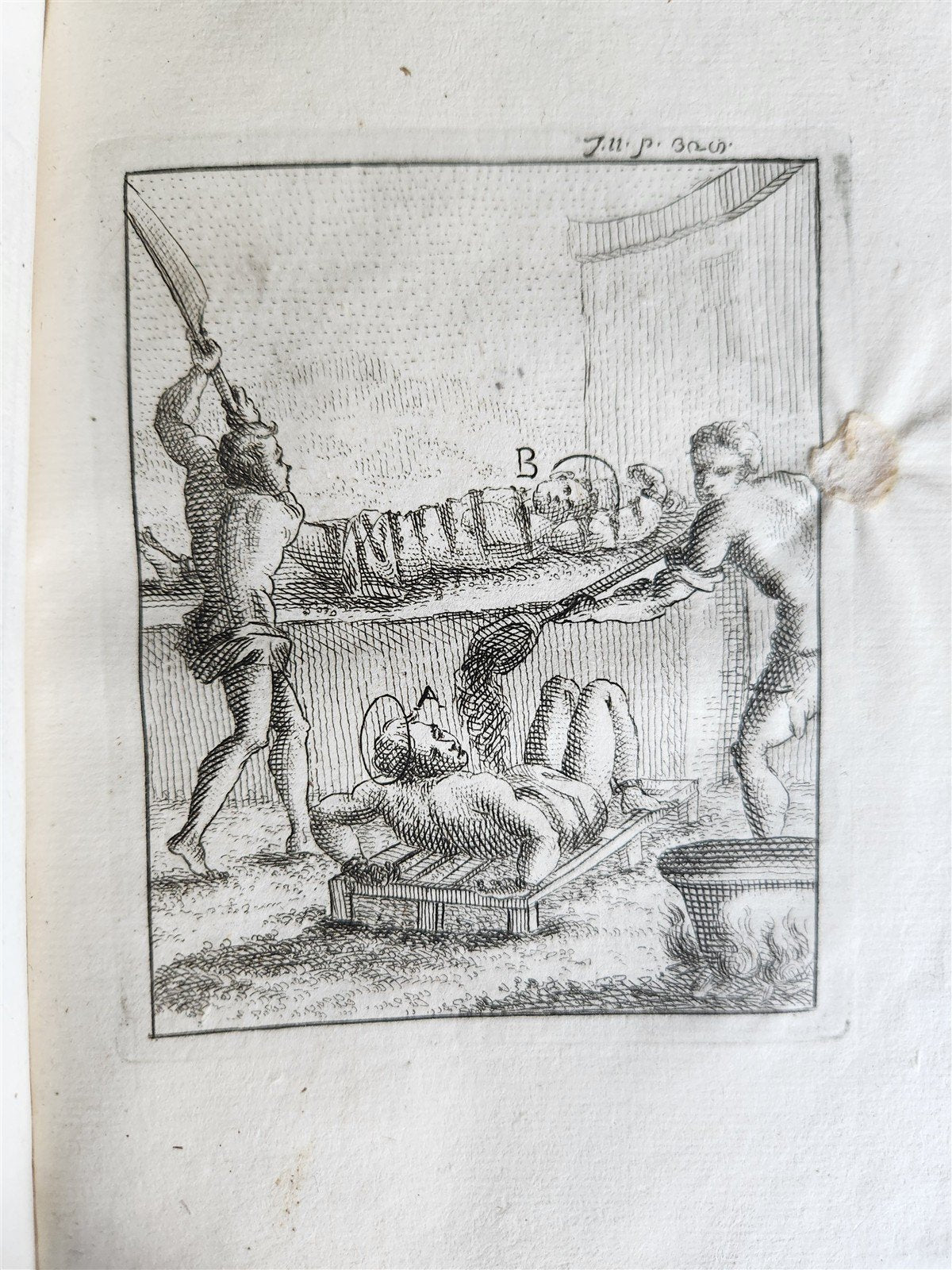 1753 ILLUSTRATED TORTURE & EXECUTION of EARLY CHRISTIANS antique 3 VOLS vellum