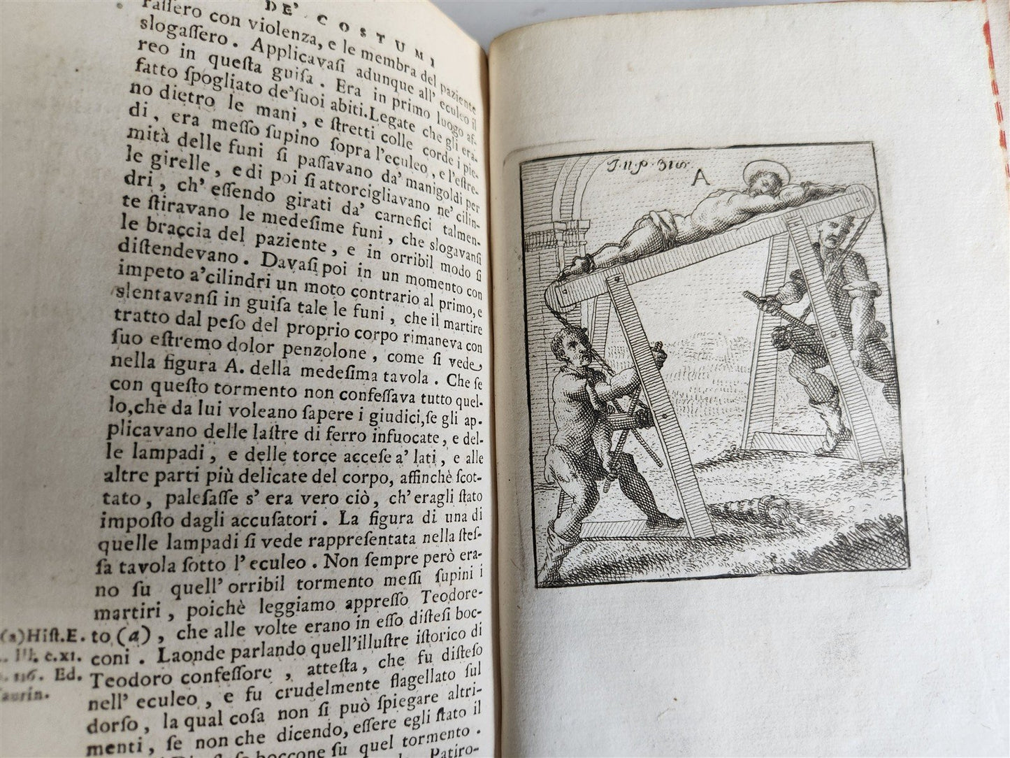 1753 ILLUSTRATED TORTURE & EXECUTION of EARLY CHRISTIANS antique 3 VOLS vellum