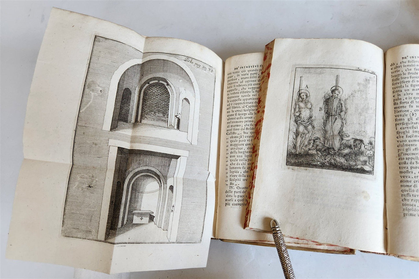 1753 ILLUSTRATED TORTURE & EXECUTION of EARLY CHRISTIANS antique 3 VOLS vellum