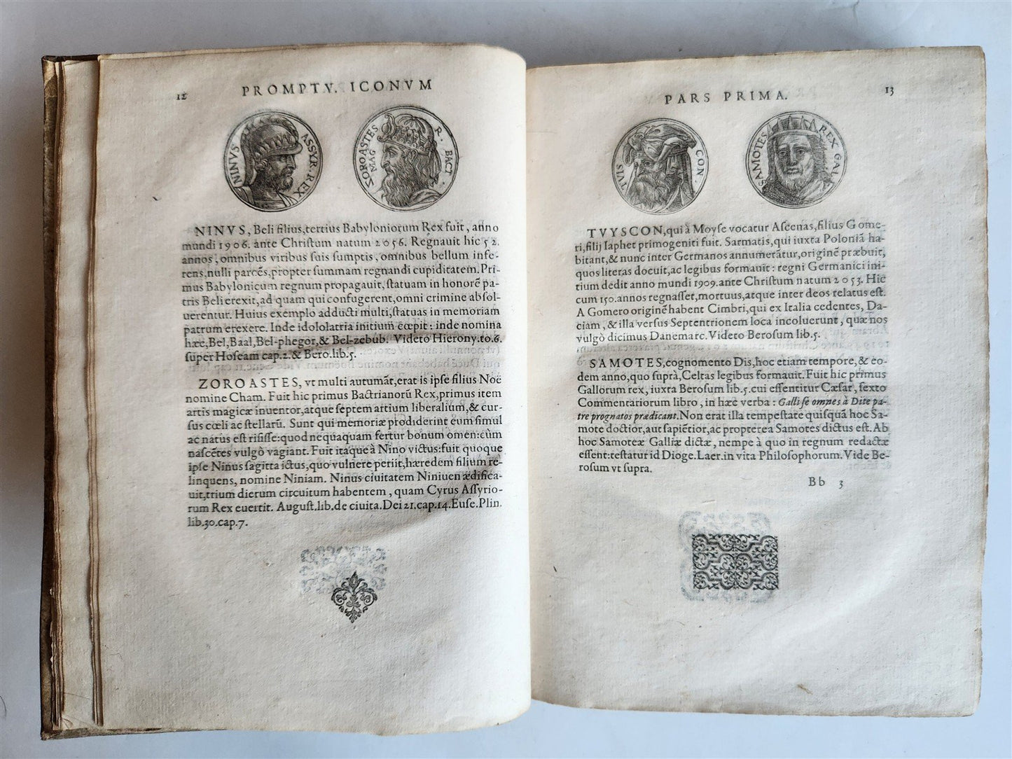 1578 NOTABLE MEN BIOGRAPHIES ILLUSTRATED antique Promtuarii iconum VELLUM 16th C