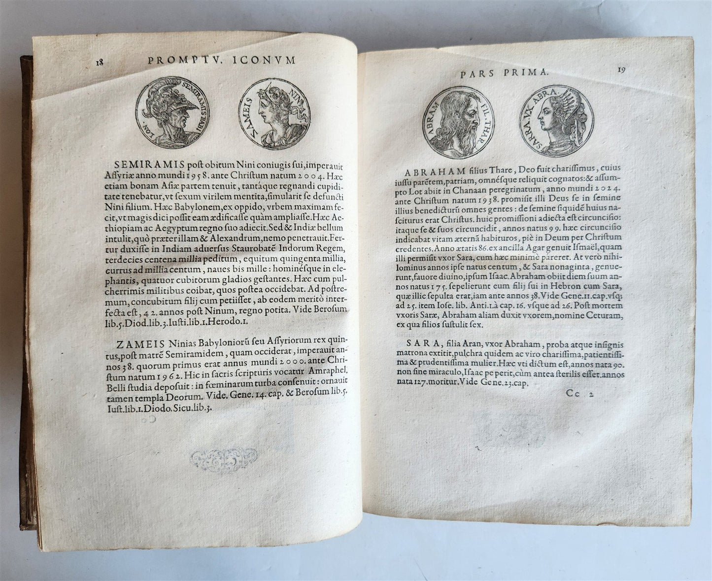 1578 NOTABLE MEN BIOGRAPHIES ILLUSTRATED antique Promtuarii iconum VELLUM 16th C