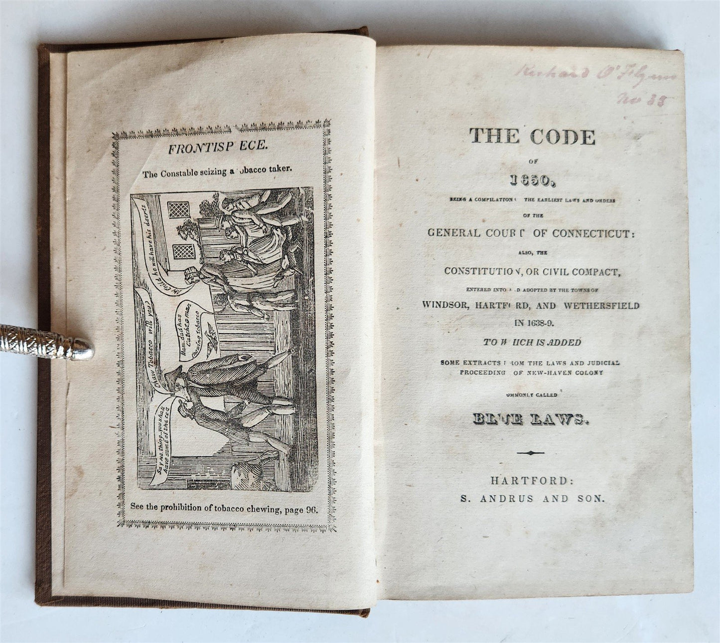 1822 CODE OF 1650 CONNECTICUT BLUE LAWS antique AMERICANA