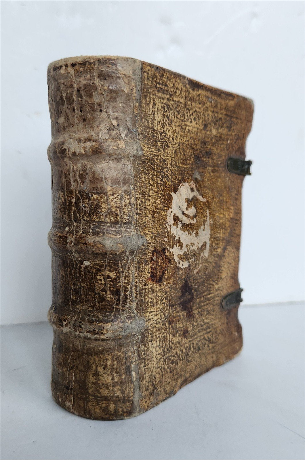 1588 THEOLOGY antique ILLUSTRATED w/ 93 WOODCUT ENGRAVINGS PIGSKIN BINDING