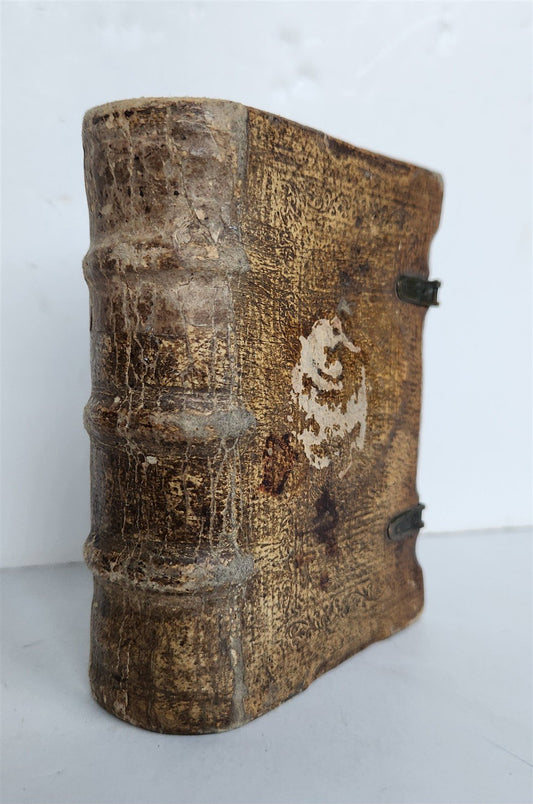 1588 THEOLOGY antique ILLUSTRATED w/ 93 WOODCUT ENGRAVINGS PIGSKIN BINDING