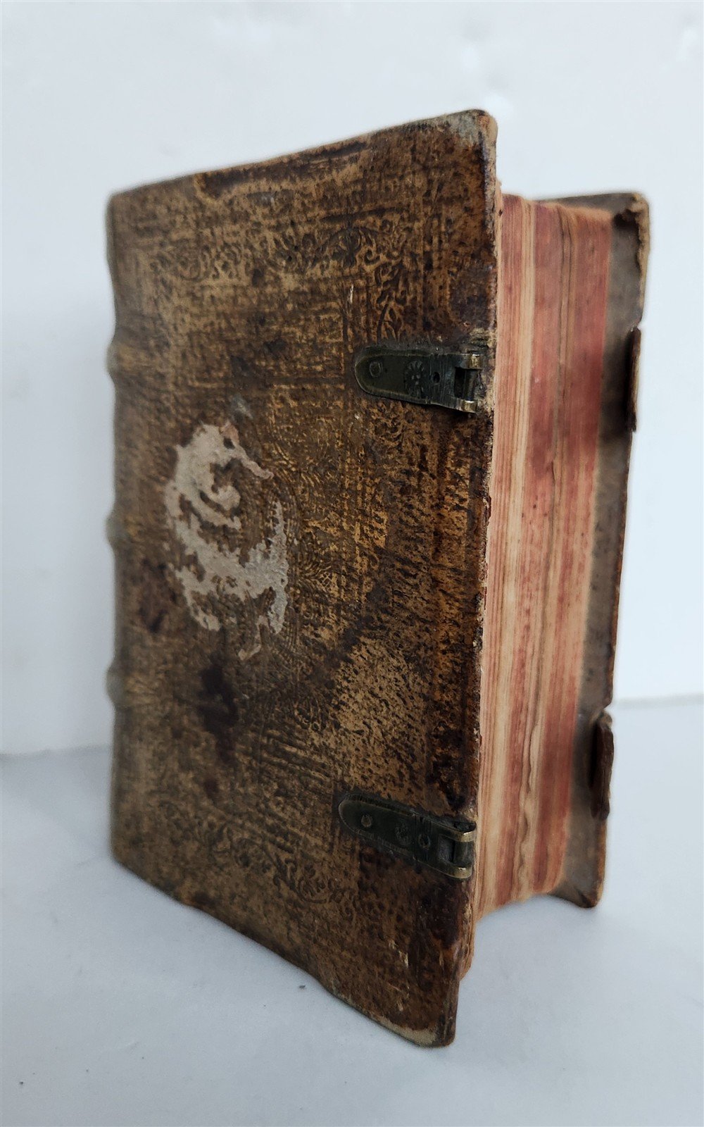 1588 THEOLOGY antique ILLUSTRATED w/ 93 WOODCUT ENGRAVINGS PIGSKIN BINDING