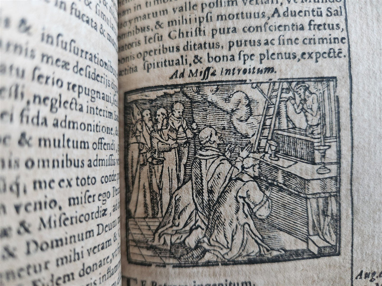 1588 THEOLOGY antique ILLUSTRATED w/ 93 WOODCUT ENGRAVINGS PIGSKIN BINDING