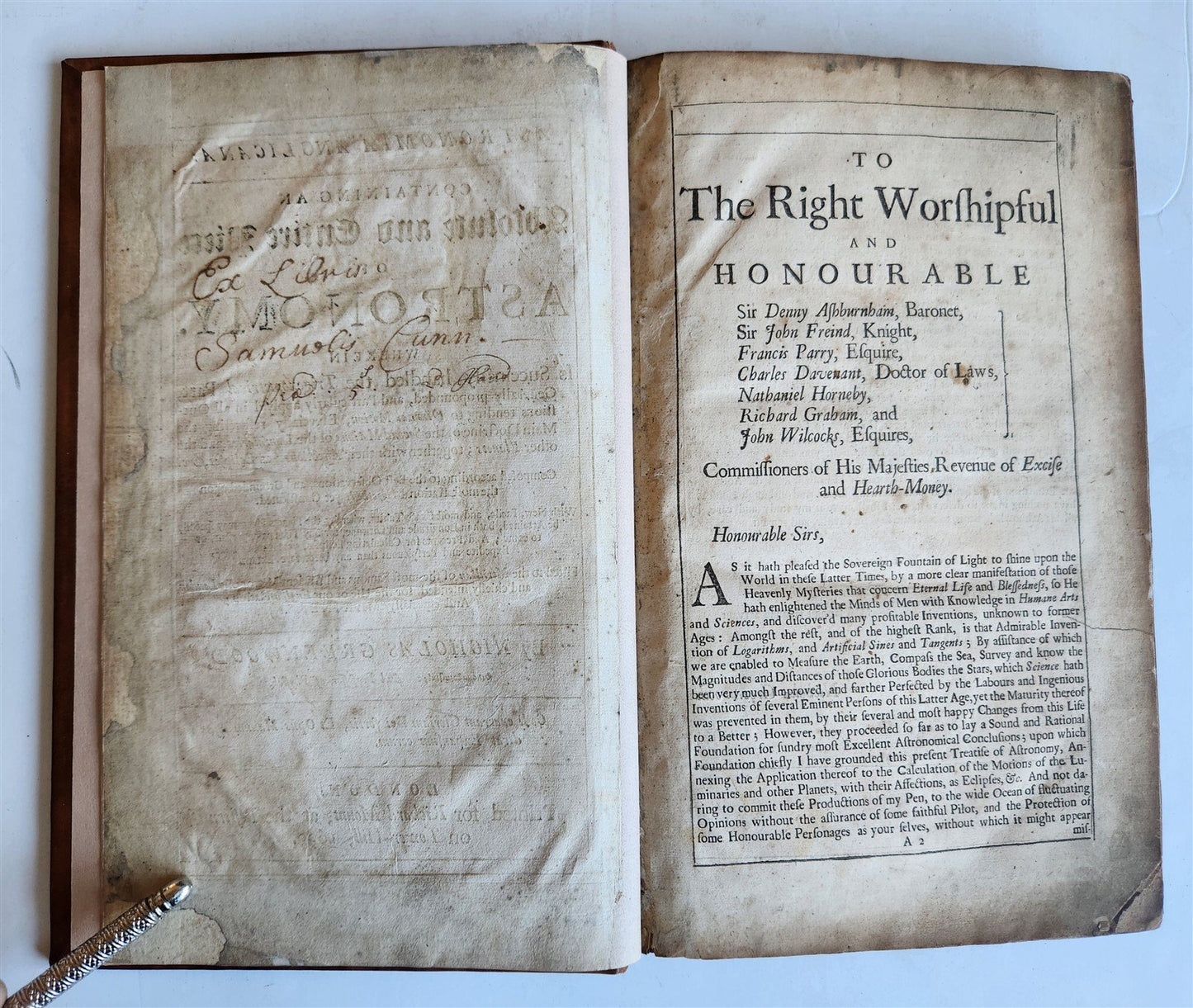 1699 ASTRONOMIA ANGLICANA in ENGLISH by N. Greenwood antique ILLUSTRATED scarce