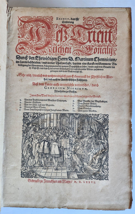 1576 Examination of the Council of Trent antique PIGSKIN FOLIO in GERMAN