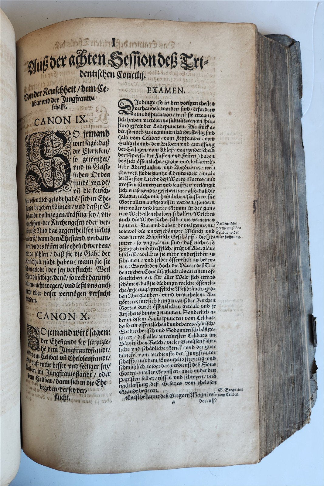 1576 Examination of the Council of Trent antique PIGSKIN FOLIO in GERMAN