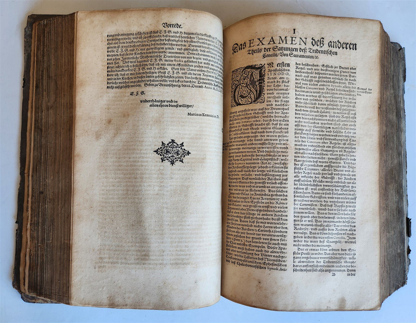 1576 Examination of the Council of Trent antique PIGSKIN FOLIO in GERMAN