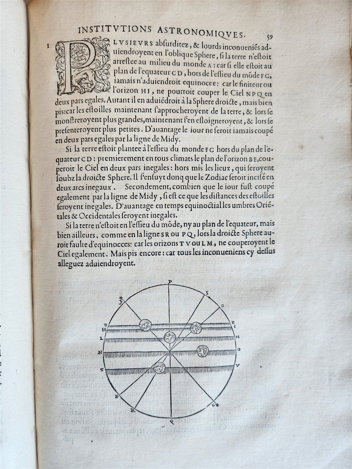 1557 ASTRONOMY ILLUSTRATED antique Les Institutions Astronomiques J.P. de Mesmes