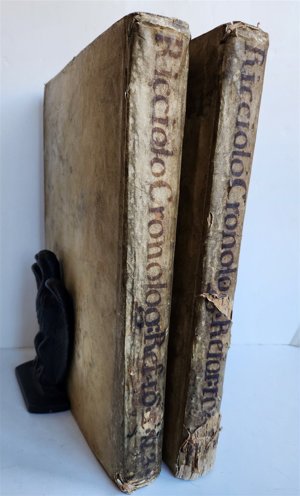 1669 CHRONOLOGIAE REFORMATAE by ASTRONOMER G. Riccioli antique 2 VELLUM FOLIOS