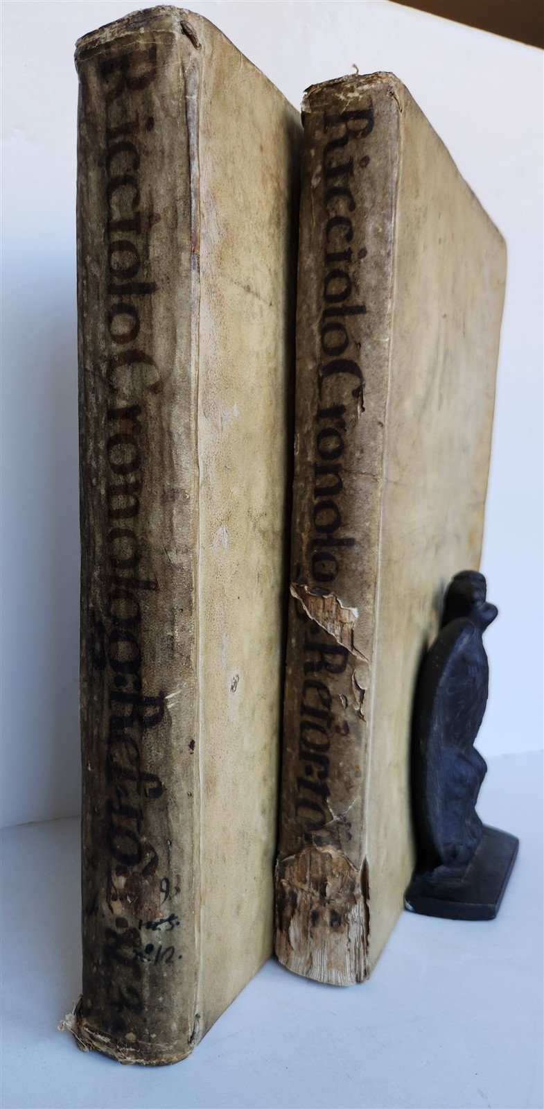 1669 CHRONOLOGIAE REFORMATAE by ASTRONOMER G. Riccioli antique 2 VELLUM FOLIOS
