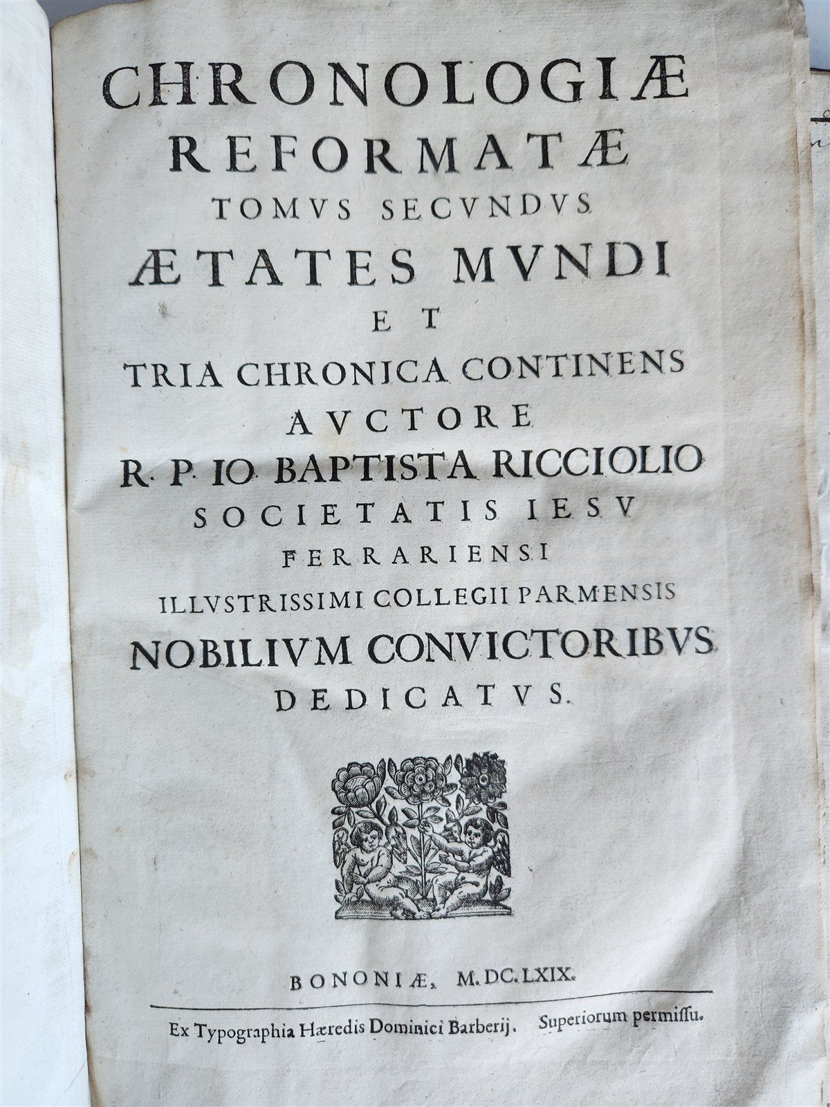 1669 CHRONOLOGIAE REFORMATAE by ASTRONOMER G. Riccioli antique 2 VELLUM FOLIOS