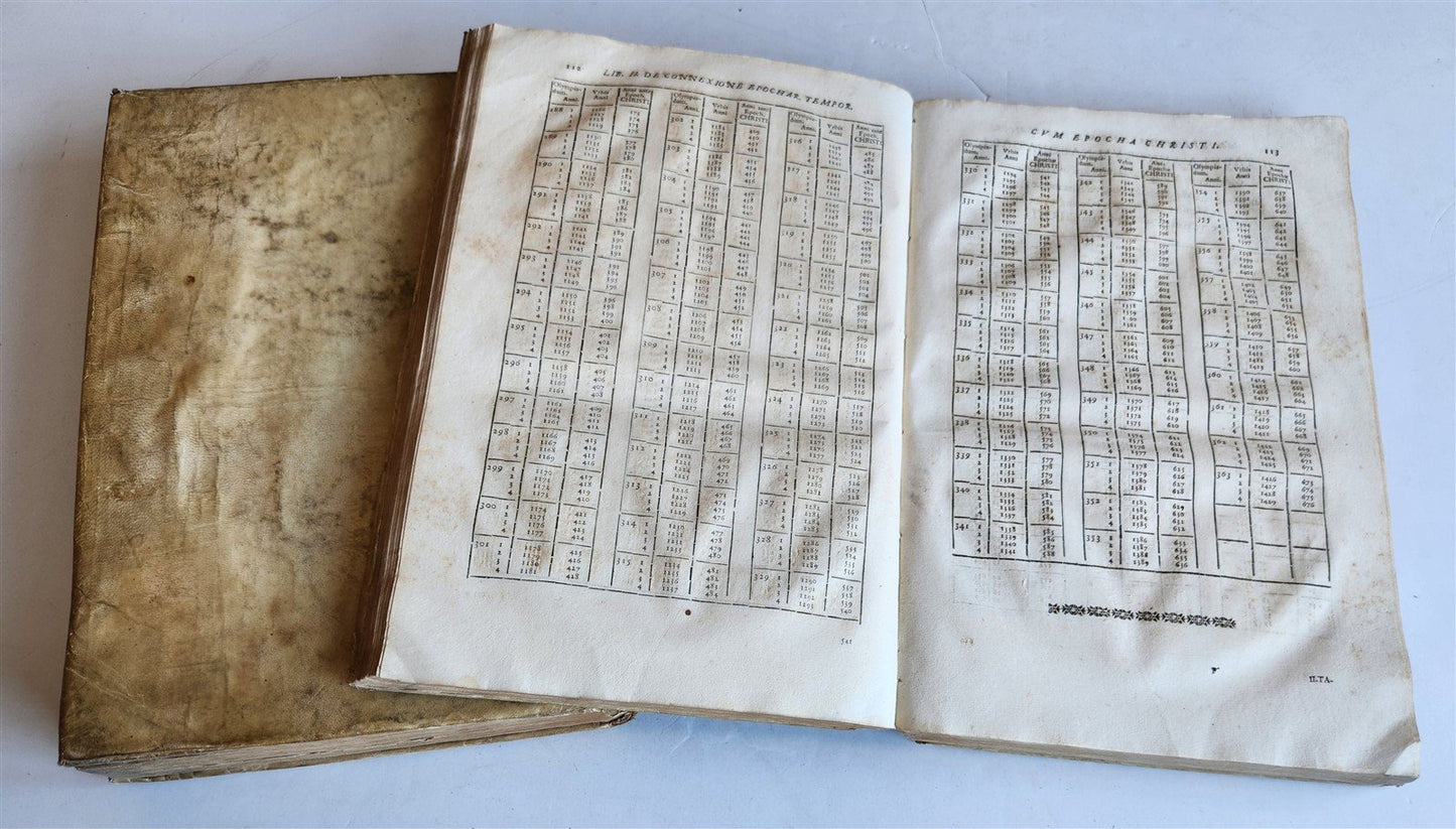 1669 CHRONOLOGIAE REFORMATAE by ASTRONOMER G. Riccioli antique 2 VELLUM FOLIOS