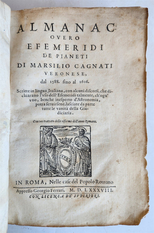 1588 ASTRONOMY & ASTROLOGY Almanac o Vero Efemeridi de Pianeti antique RARE