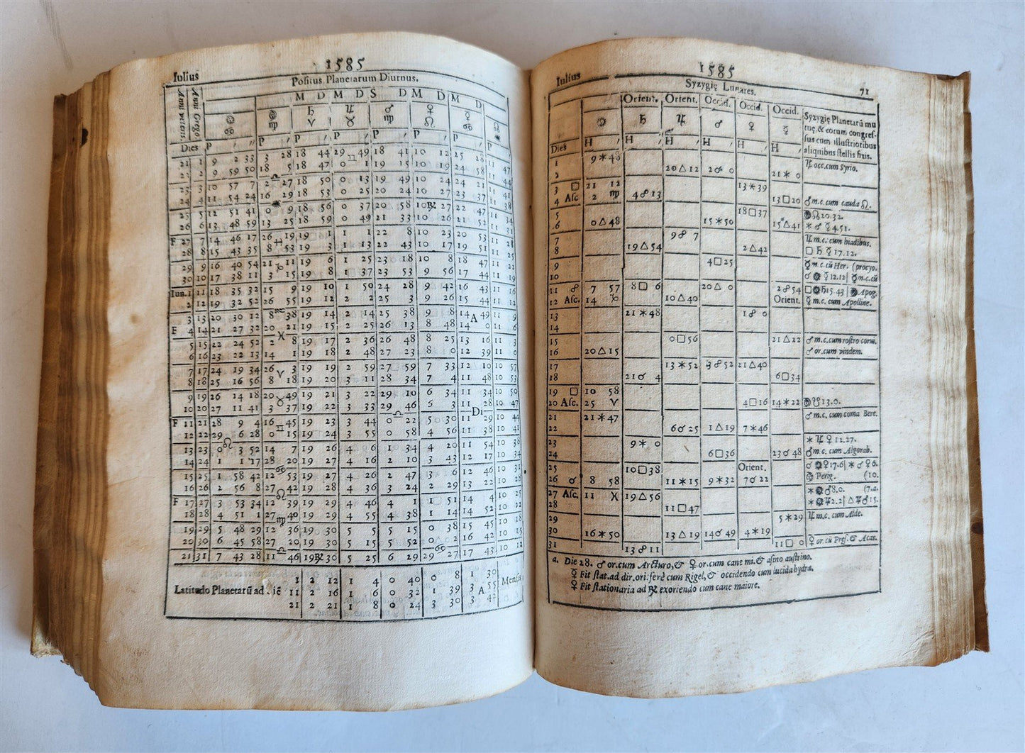 1582 ASTRONOMY & ASTROLOGY Ephemerides Coelestium Motuum ANTIQUE 2 vellum vols