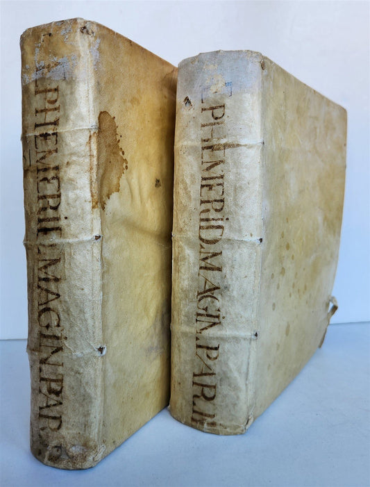 1582 ASTRONOMY & ASTROLOGY Ephemerides Coelestium Motuum ANTIQUE 2 vellum vols