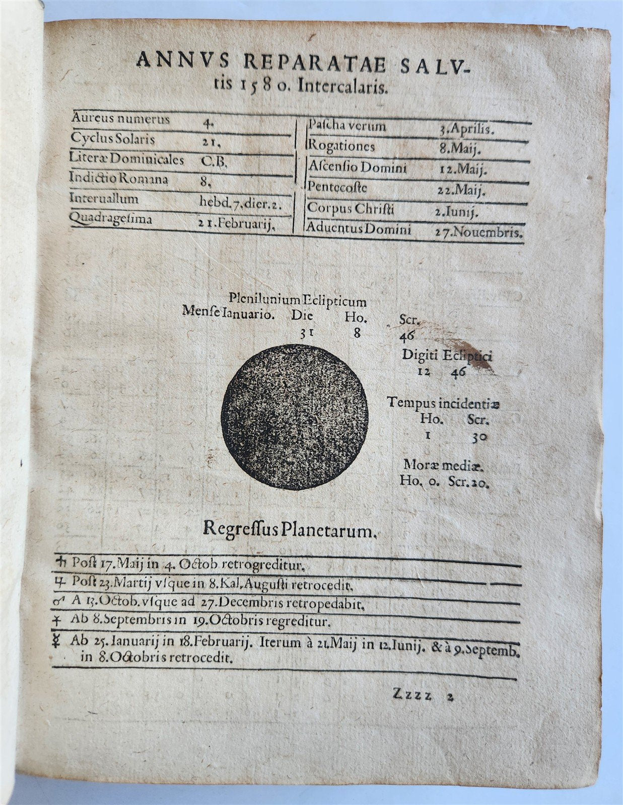 1581 ASTROLOGY & ASTRONOMY Ephemerides Johannes Stadius ANTIQUE 2 PIGSKIN VOLS