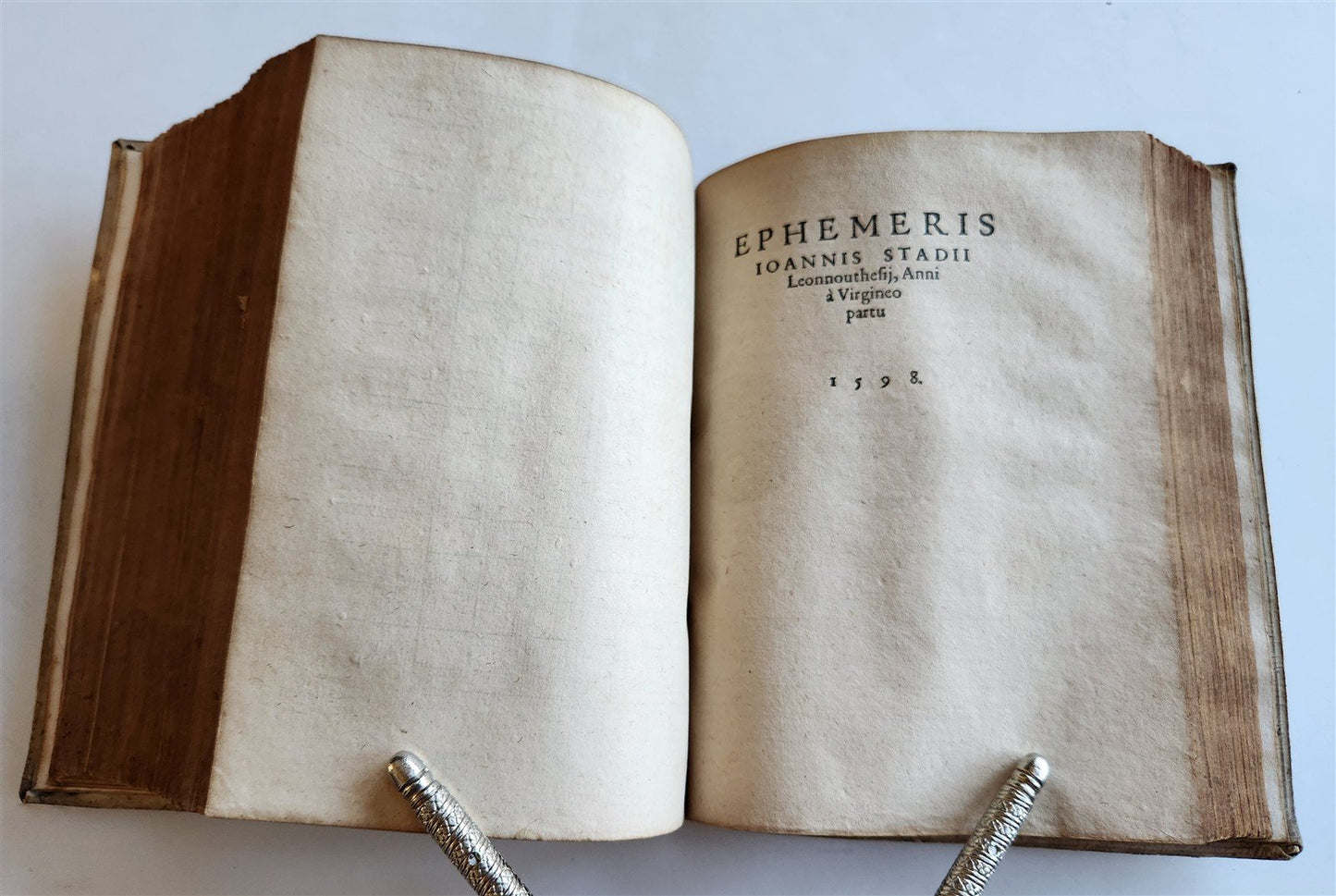 1581 ASTROLOGY & ASTRONOMY Ephemerides Johannes Stadius ANTIQUE 2 PIGSKIN VOLS