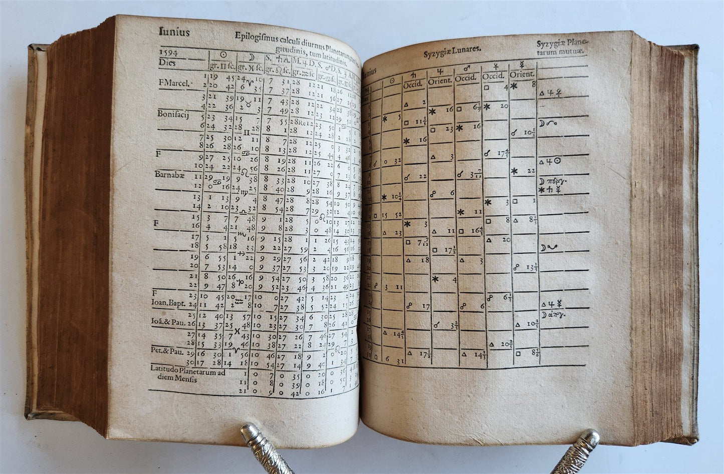 1581 ASTROLOGY & ASTRONOMY Ephemerides Johannes Stadius ANTIQUE 2 PIGSKIN VOLS