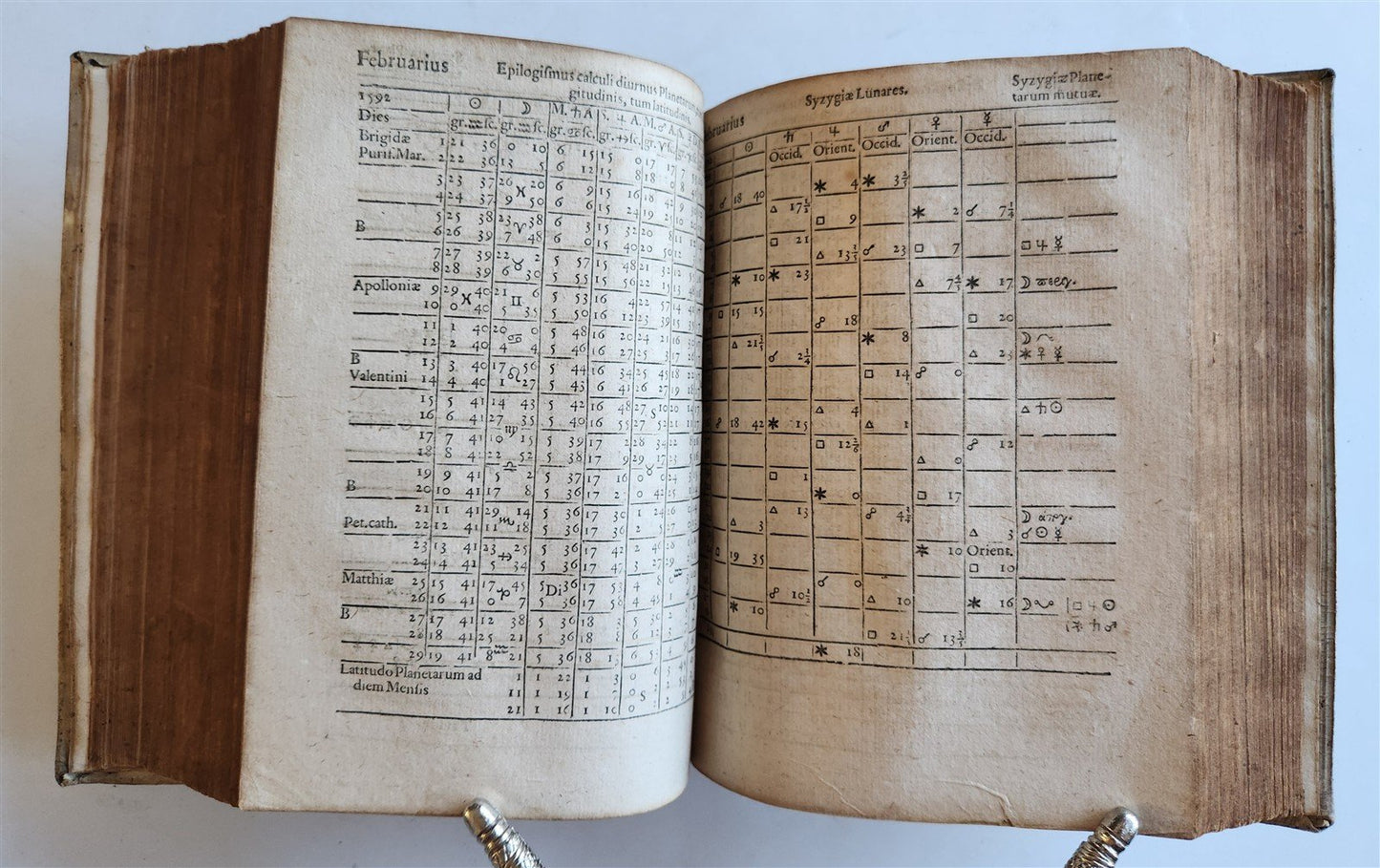1581 ASTROLOGY & ASTRONOMY Ephemerides Johannes Stadius ANTIQUE 2 PIGSKIN VOLS