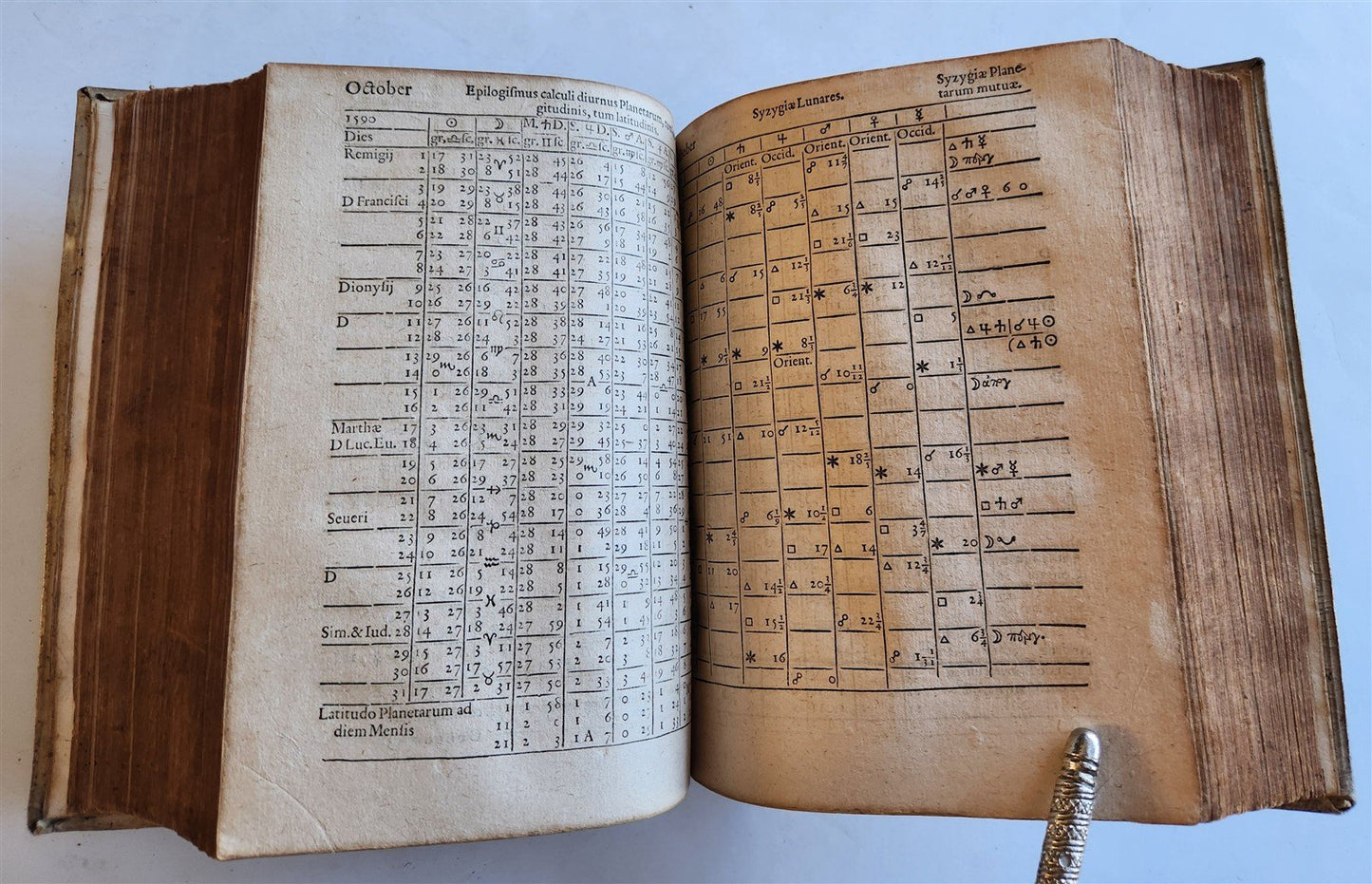 1581 ASTROLOGY & ASTRONOMY Ephemerides Johannes Stadius ANTIQUE 2 PIGSKIN VOLS
