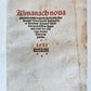 1521 Post-Incunabula ASTROLOGY & ASTRONOMY ALMANACH NOVA by J. Stoeffler ANTIQUE