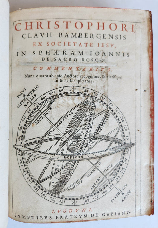 1593 ASTRONOMY In Sphaeram Joannis de Sacro Bosco ANTIQUE by Christopher Clavius