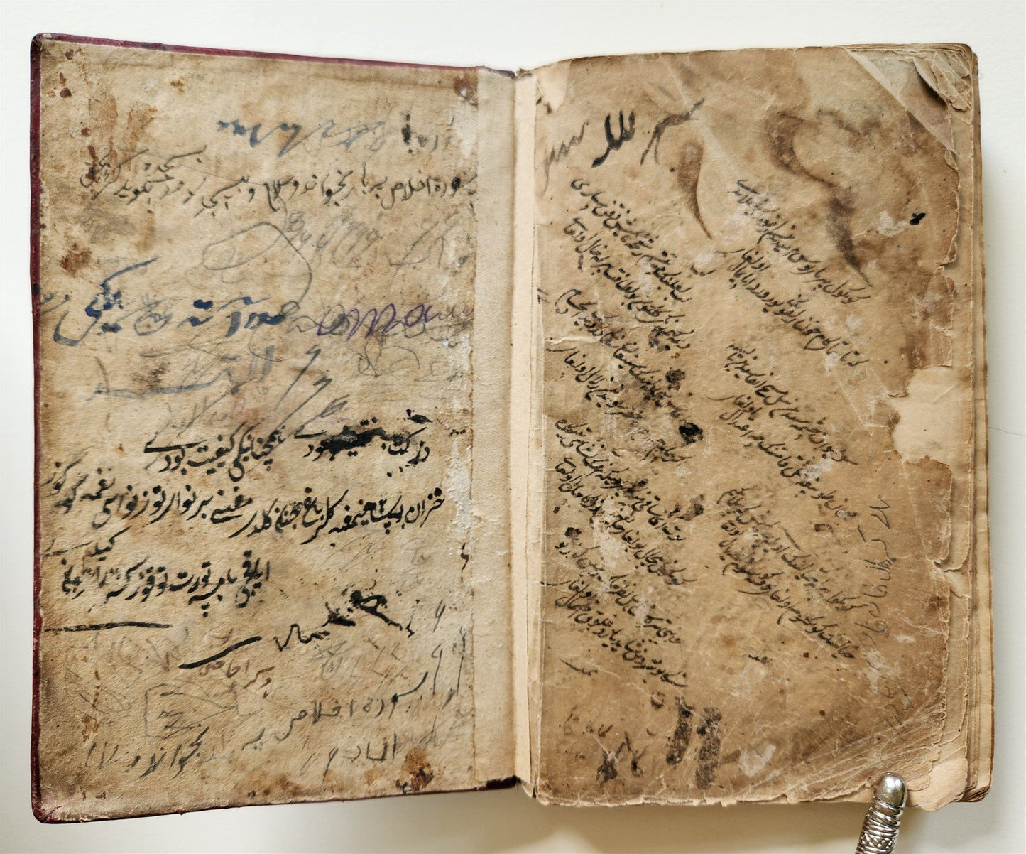 18th century MYSTIC POETRY MANUSCRIPT in TURKIC & FARSI LANGUAGES antique