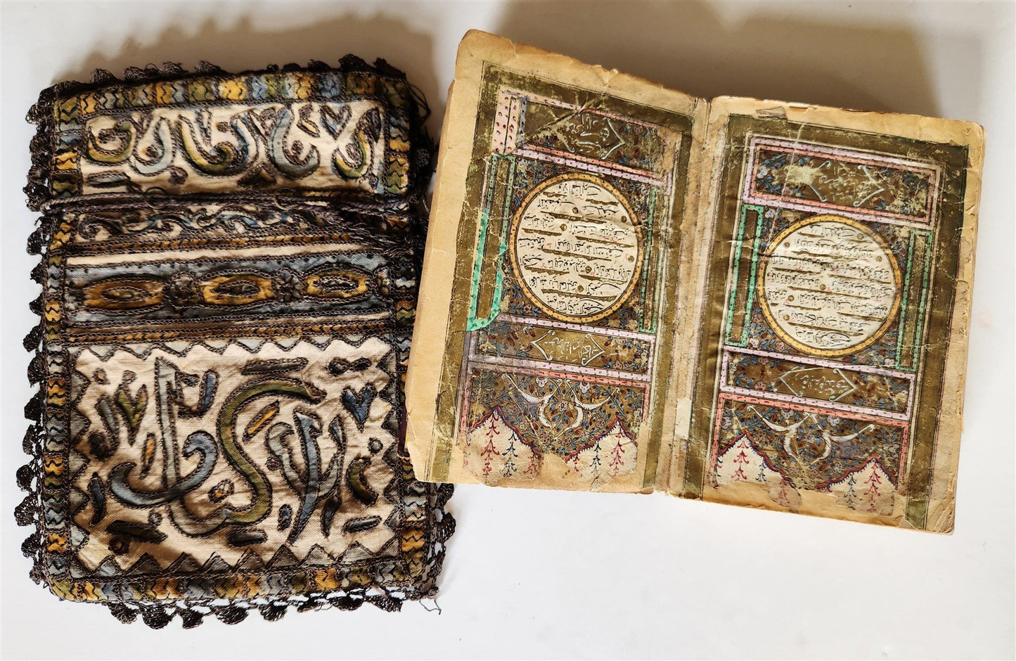 19th CENTURY MANUSCRIPT KORAN ISLAMIC antique ILLUMINATED QURAN