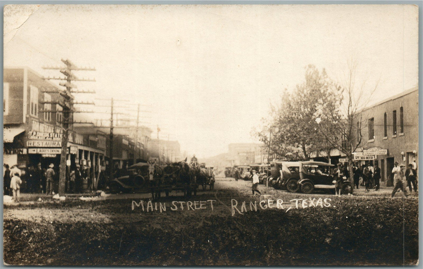 RANGER TX MAIN STREET ANTIQUE REAL PHOTO POSTCARD RPPC