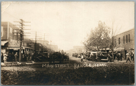 RANGER TX MAIN STREET ANTIQUE REAL PHOTO POSTCARD RPPC