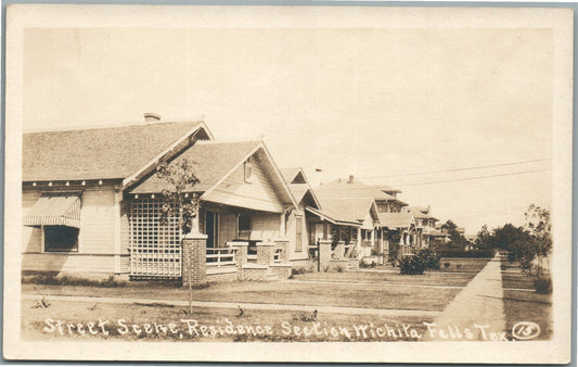 WICHITA FALLS TX STREET SCENE ANTIQUE REAL PHOTO POSTCARD RPPC