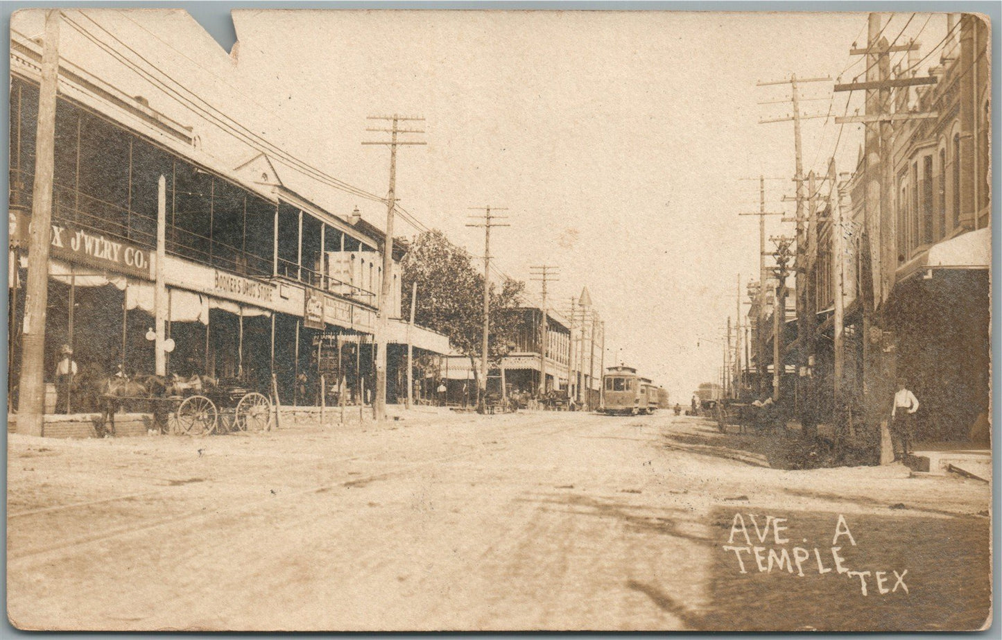 TEMPLE TX AVE. A ANTIQUE REAL PHOTO POSTCARD RPPC