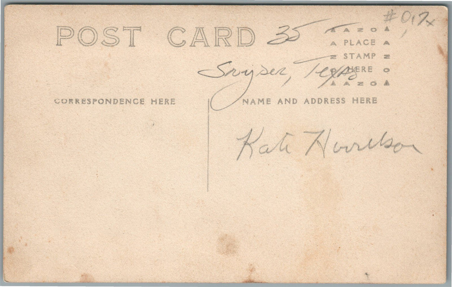 SNYDER TX ANTIQUE REAL PHOTO POSTCARD RPPC