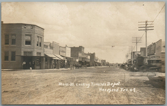 HEREFORD TX MAIN STREET ANTIQUE REAL PHOTO POSTCARD RPPC