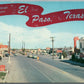 EL PASO TX STREET SCENE w/ TEXACO GAS STATION VINTAGE POSTCARD