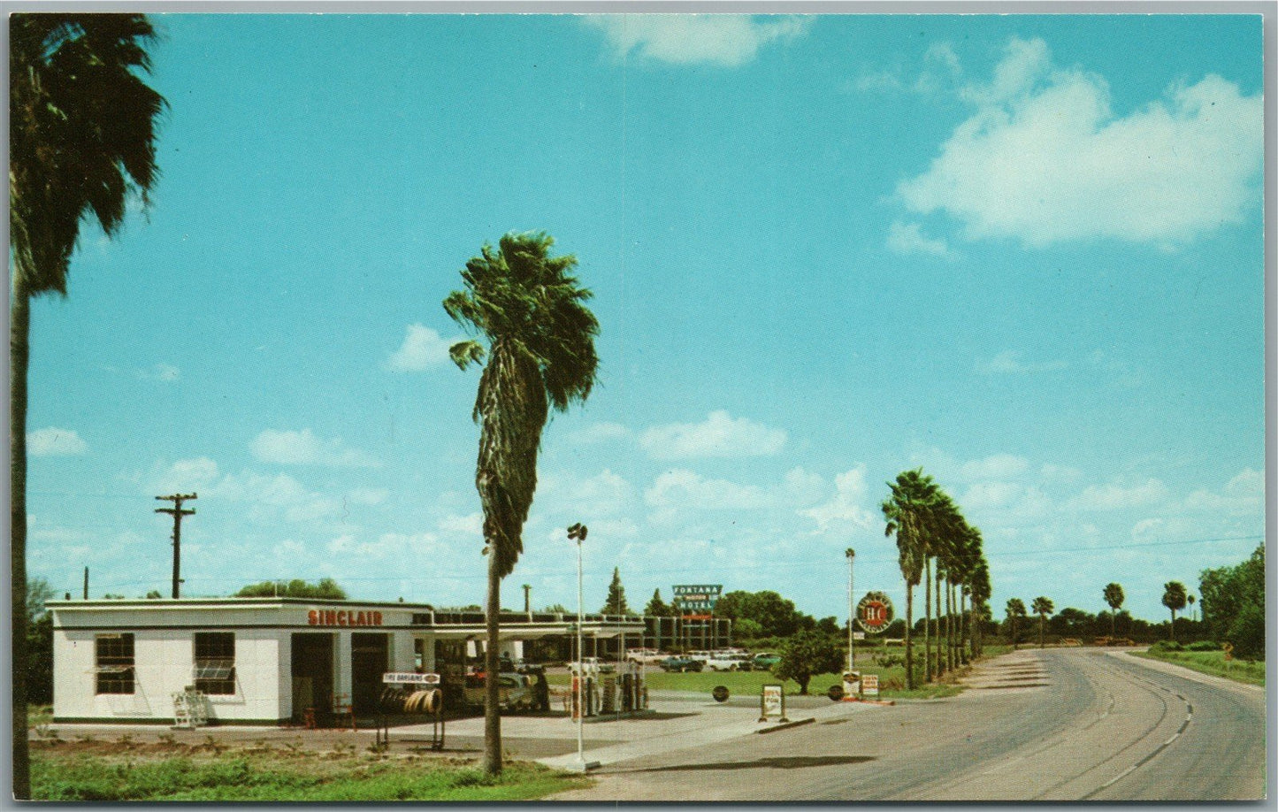 FONTANA TX SINCLAIR GAS STATION VINTAGE POSTCARD