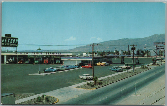 EL PASO TX TRUCK TERMINAL HEVRON STANDARD OIL SIGN VINTAGE POSTCARD