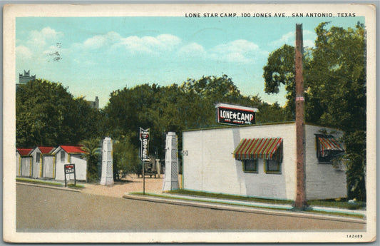 SAN ANTONIO TX LONE STAR CAMP ANTIQUE POSTCARD