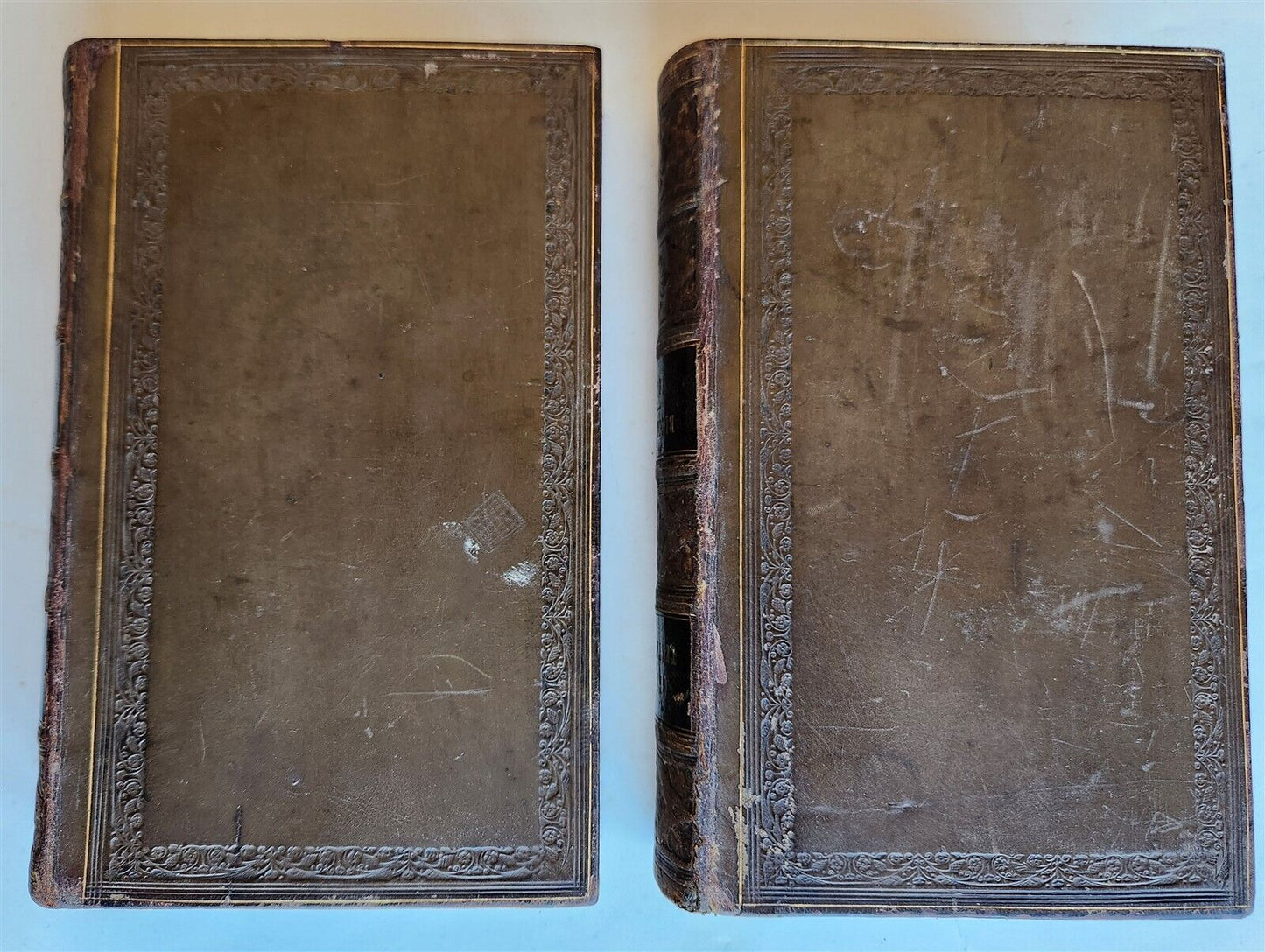 1832 BIBLE in GREEK & ENGLISH 2 VOLUMES antique