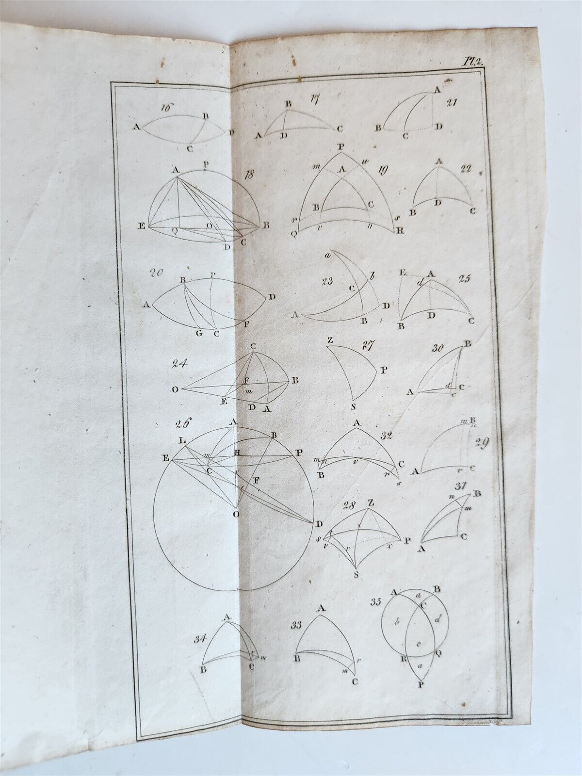 1810 TREATISE on PLANE & SPHERICAL TRIGONOMETRY ILLUSTRATED antique