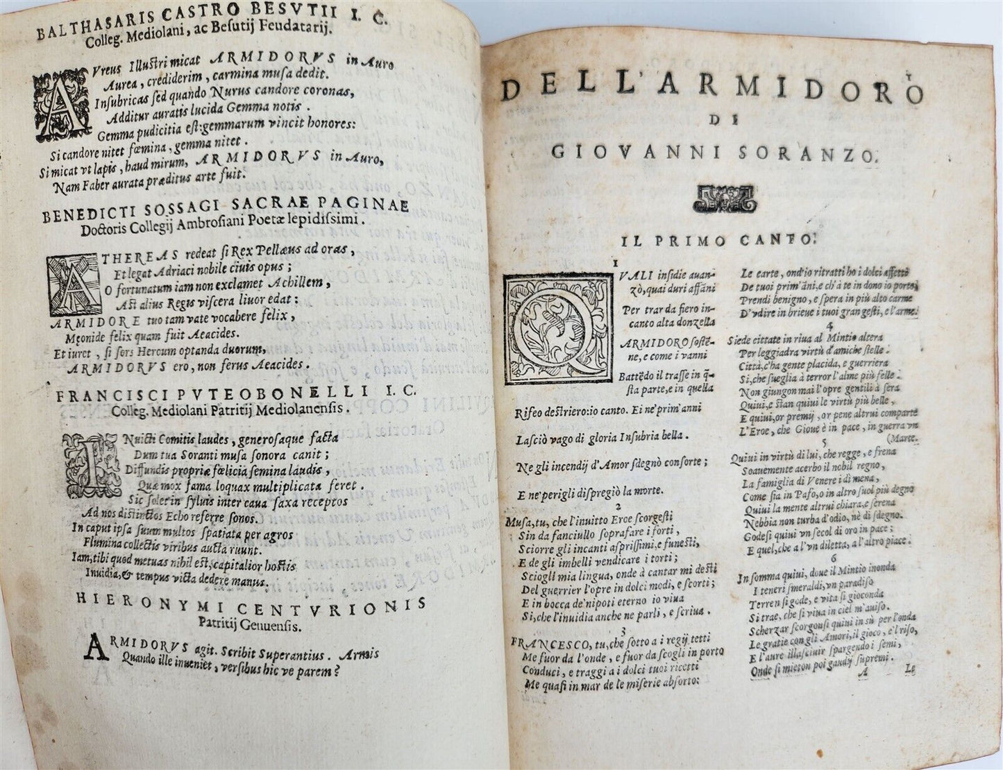 1611 LO ARMIDORO di GIOVANNI SORANZO antique ITALIAN POETRY VELLUM BINDING