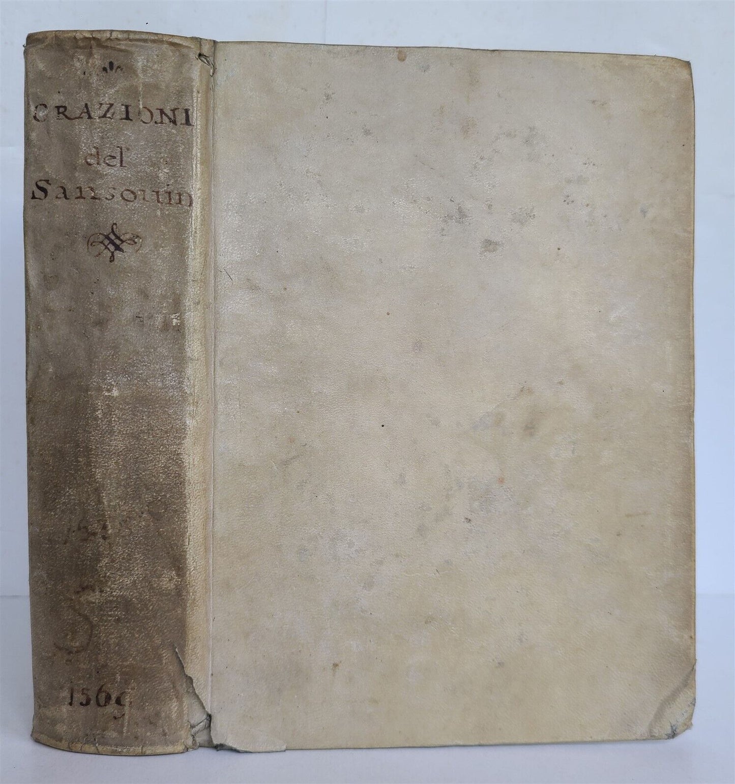 1569 ORATIONS by MANY ILLUSTRIOUS MEN - FRANCESCO SANSOVINO antique VELLUM