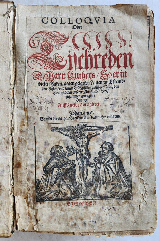 1567 COLLOQVIA by MARTIN LUTHER antique PIGSKIN BOUND FOILIO